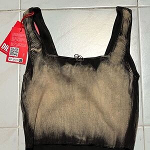 Diesel Deidra Knitwear Ebony Crop Tank Top Women M New $375
